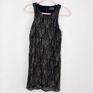 ASTR Black Gold Lace Cocktail Dress Size XS Sleeveless